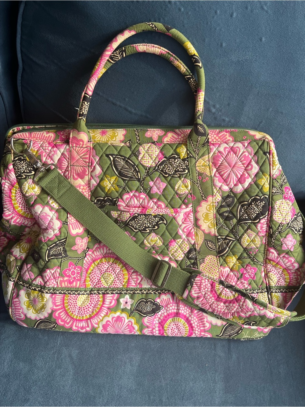 Vera bradley Quilted oliva pink duffel bag